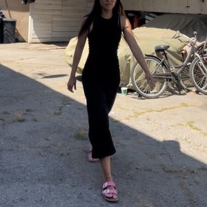 SOLD MODREF ALL:ROW Small Black VERY Flattering Side Raunched Maxi Dress